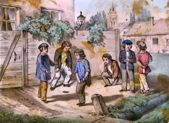 Framed Print : GAMES / BOYS / MARBLES 19C Framed Print : GAMES / BOYS / MARBLES 19C