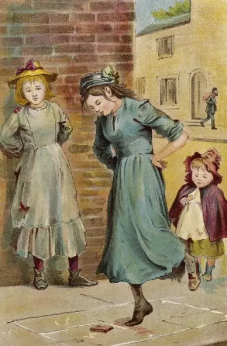 Framed Print : Games / Hopscotch / 1897 Framed Print : Games / Hopscotch / 1897
