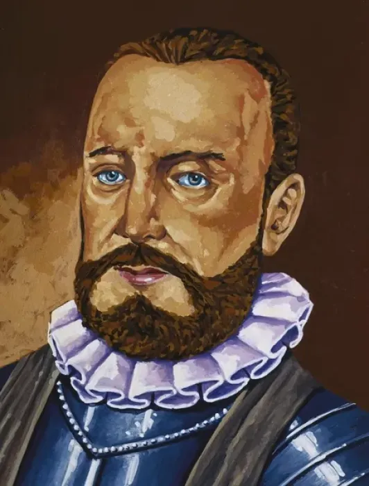Framed Print : GARAY, Juan de (1528-1583). Spanish conqueror. Oil Framed Print : GARAY, Juan de (1528-1583). Spanish conqueror. Oil