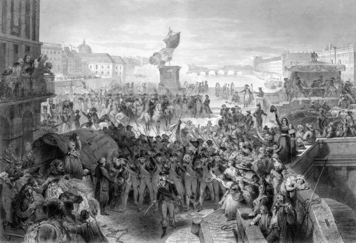 Framed Print : Garde Nationale leaving Paris to join the army Framed Print : Garde Nationale leaving Paris to join the army
