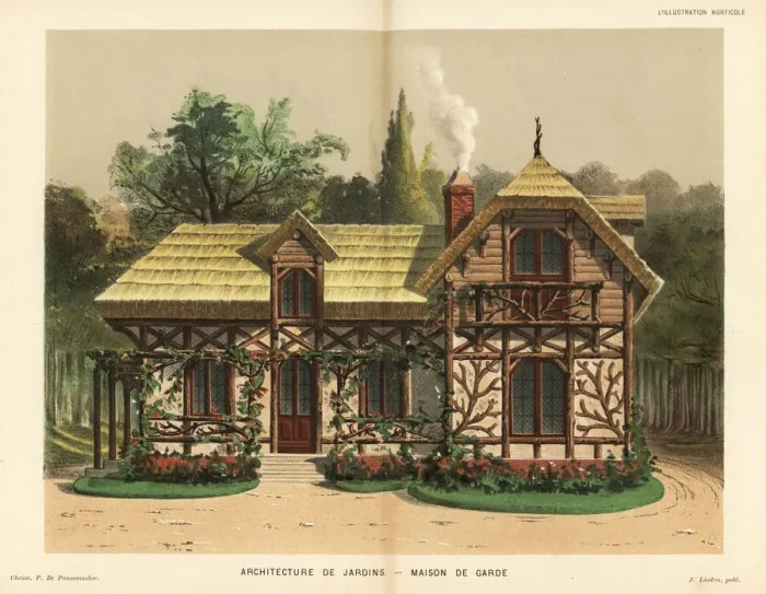 Framed Print : Garden architecture: guard house with rose Framed Print : Garden architecture: guard house with rose