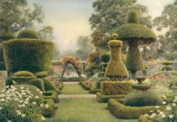 Framed Print : Garden / Levens Hall 1911 Framed Print : Garden / Levens Hall 1911