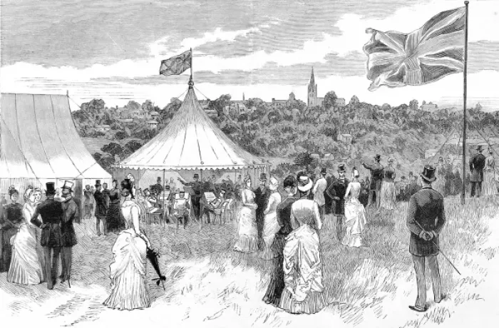 Framed Print : Garden Party on Hampstead Heath, 1885 Framed Print : Garden Party on Hampstead Heath, 1885