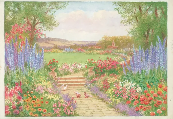 Framed Print : Garden Scene Framed Print : Garden Scene