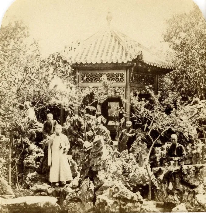 Framed Print : Garden of the Temple of Longevity, Canton Framed Print : Garden of the Temple of Longevity, Canton