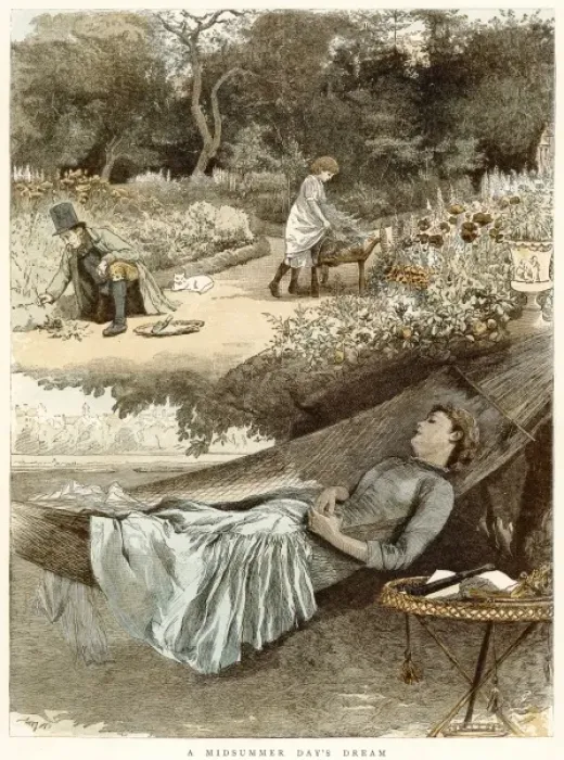 Framed Print : Garden / Woman Sleeps 1886 Framed Print : Garden / Woman Sleeps 1886