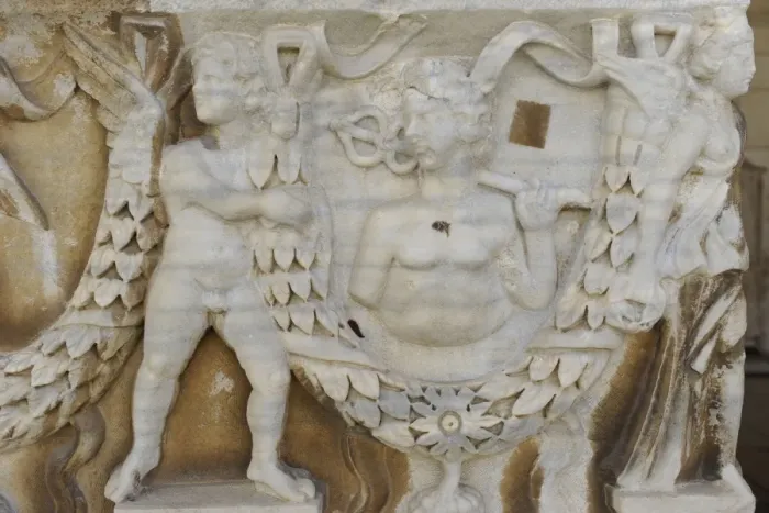 Framed Print : Garland sarcophagus. Marble. Tel Mevorah. Detail Framed Print : Garland sarcophagus. Marble. Tel Mevorah. Detail