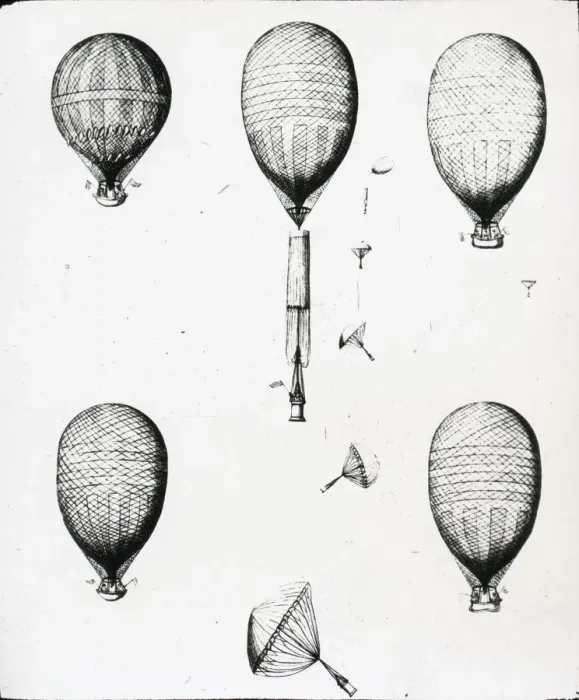 Framed Print : Garnerins Balloons and descent of the parachute - 1802 Framed Print : Garnerins Balloons and descent of the parachute - 1802