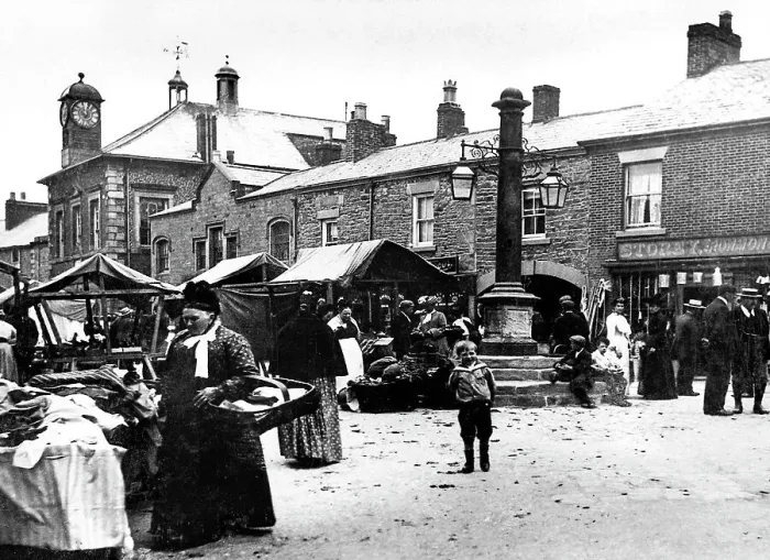 Framed Print : Garstang Market Day early 1900s Framed Print : Garstang Market Day early 1900s