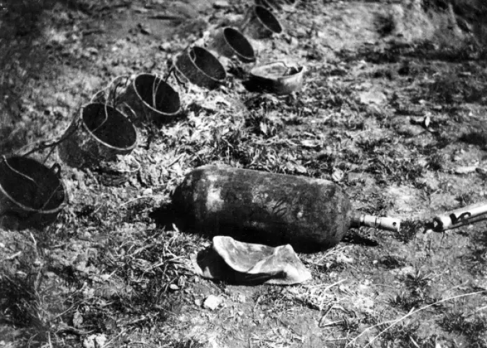 Framed Print : Gas canister after Battle of Neuve Chapelle, WW1 Framed Print : Gas canister after Battle of Neuve Chapelle, WW1