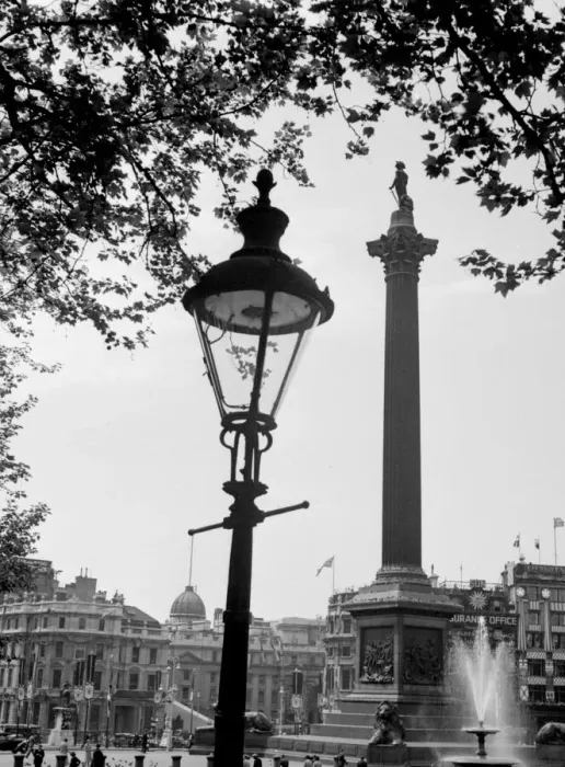 Framed Print : Gas lamp and Nelsons Column, Trafalgar Square, London Framed Print : Gas lamp and Nelsons Column, Trafalgar Square, London
