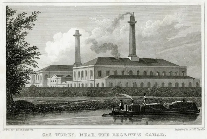 Framed Print : Gas Works, near the Regents Canal 1828 Framed Print : Gas Works, near the Regents Canal 1828