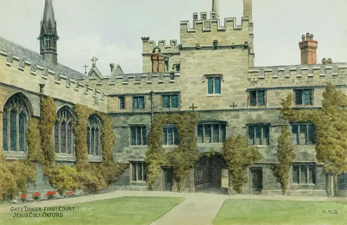 Framed Print : Gate Tower, First Court, Jesus College, Oxford, Oxfordshire Framed Print : Gate Tower, First Court, Jesus College, Oxford, Oxfordshire