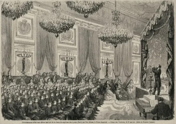 Framed Print : Gathered audience in grand room being entertained Framed Print : Gathered audience in grand room being entertained