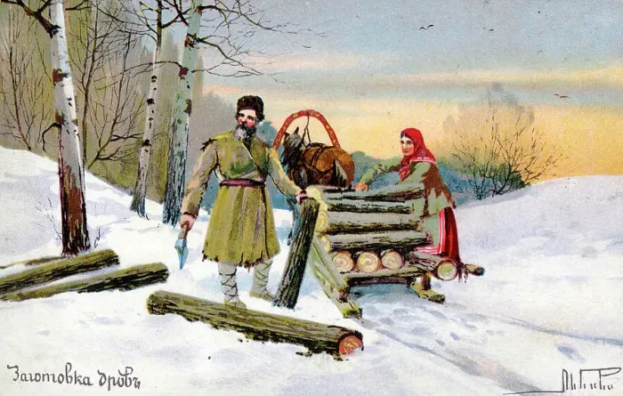 Framed Print : Gathering firewood - Russia Framed Print : Gathering firewood - Russia