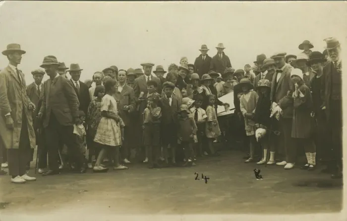 Framed Print : Gathering of People with Children, Unknown Location. Date: 1920s Framed Print : Gathering of People with Children, Unknown Location. Date: 1920s