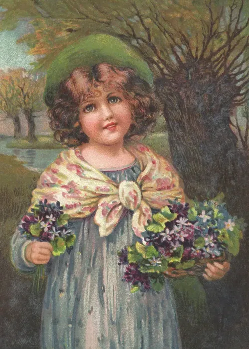 Framed Print : Gathering violets Framed Print : Gathering violets
