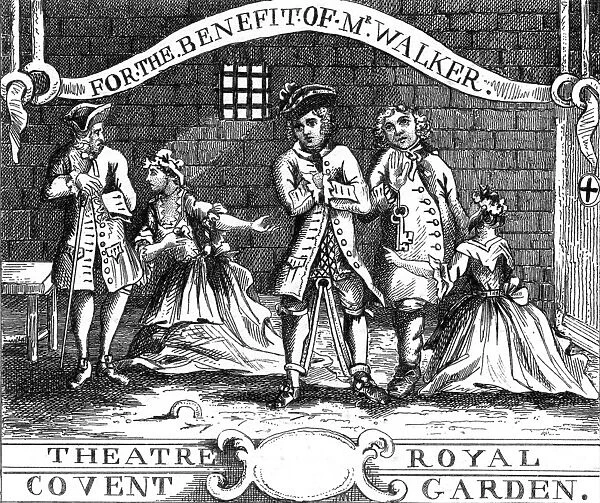 Gay Beggars Benefit. Macheath, Lockit, Peachum, Lucy and Polly in Macheath's prison cell