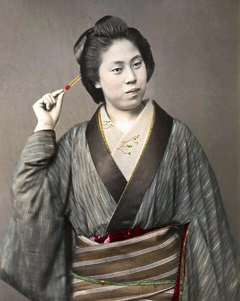 Geisha with hairpin, Japan
