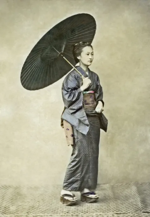 Framed Print : Geisha with Parasol, Japan Framed Print : Geisha with Parasol, Japan