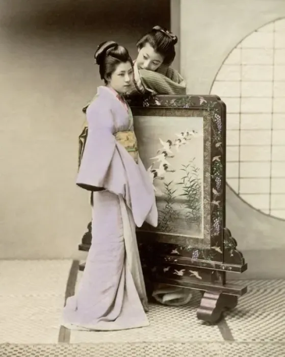 Framed Print : Geishas whispering Framed Print : Geishas whispering
