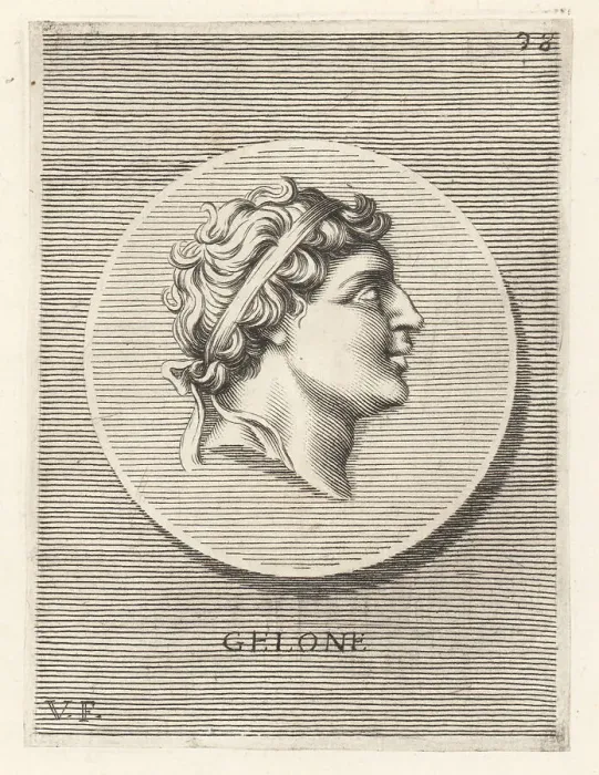 Framed Print : Gelon, Greek tyrant of the Sicilian cities Gela and Syracuse, di Framed Print : Gelon, Greek tyrant of the Sicilian cities Gela and Syracuse, di