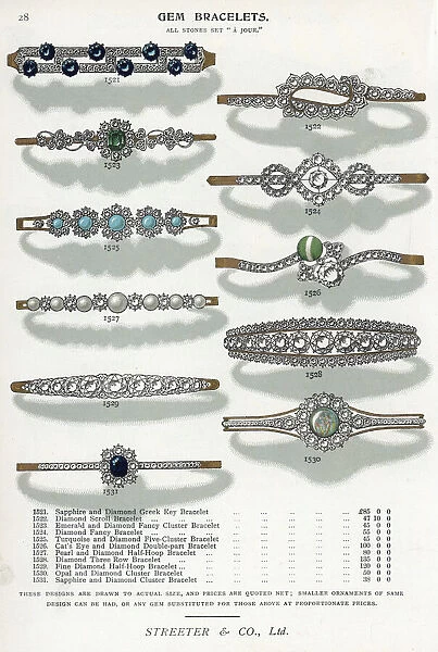 Gem bracelets in sapphire, diamond, turquoise