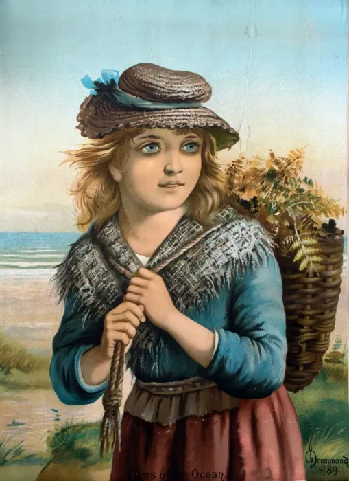 Framed Print : Gems of the Ocean - girl with basket of seaweed Framed Print : Gems of the Ocean - girl with basket of seaweed