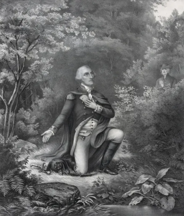 Framed Print : Gen. Geo. Washington in prayer at Valley Forge Framed Print : Gen. Geo. Washington in prayer at Valley Forge