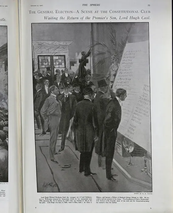 Framed Print : General election- a scene at the Constitutional club Framed Print : General election- a scene at the Constitutional club