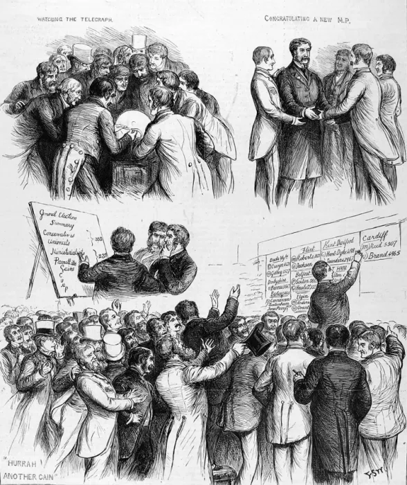 Framed Print : General Election: Scenes at a London club Framed Print : General Election: Scenes at a London club