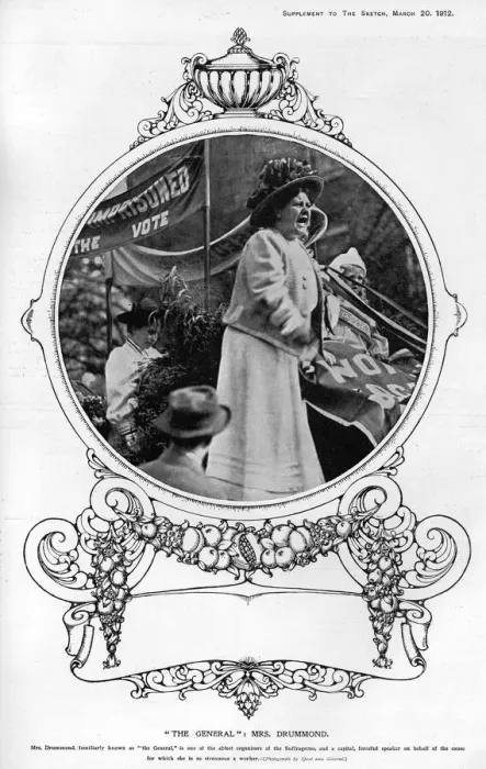 Framed Print : The General - Flora Drummond - suffrage campaigner Framed Print : The General - Flora Drummond - suffrage campaigner