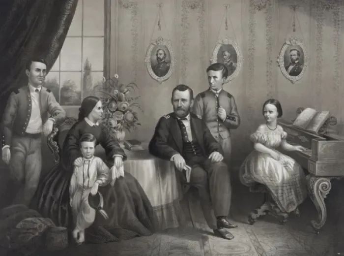 Framed Print : General Grant and his family Framed Print : General Grant and his family