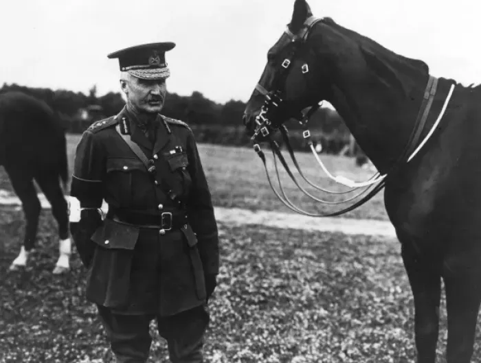 Framed Print : General Horne with his horse, France Framed Print : General Horne with his horse, France