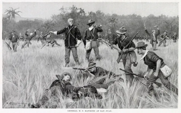 Framed Print : General Hs Hawkins at the Battle of San Juan. Date: 6 July 1898 Framed Print : General Hs Hawkins at the Battle of San Juan. Date: 6 July 1898