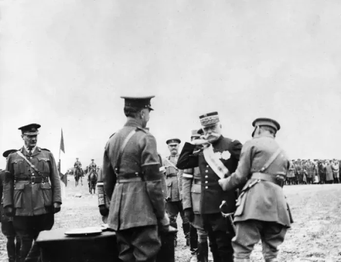Framed Print : General Mahon decorates Sarrail with the KCMG Framed Print : General Mahon decorates Sarrail with the KCMG