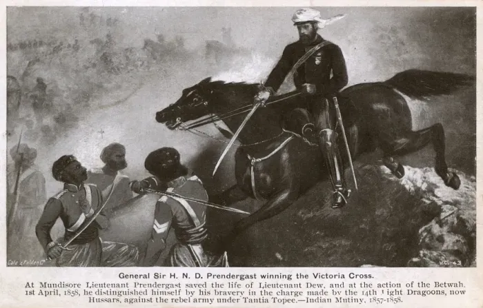 Framed Print : General Prendergast winning the Victoria Cross at Betwah Framed Print : General Prendergast winning the Victoria Cross at Betwah