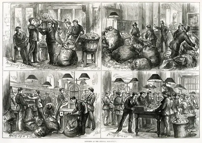 Framed Print : General scenes at the Post-Office 1875 Framed Print : General scenes at the Post-Office 1875