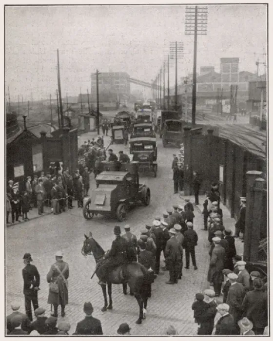 Framed Print : The General Strike - food convoys leaving docks Framed Print : The General Strike - food convoys leaving docks