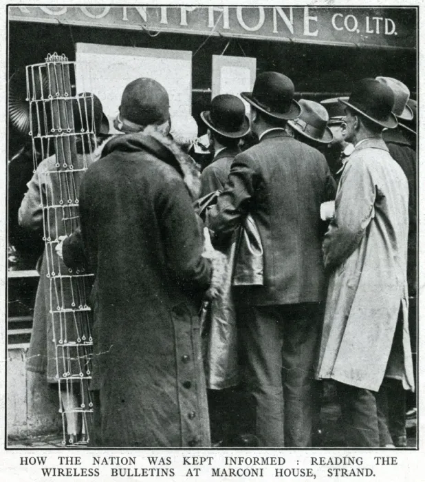 Framed Print : The General Strike - reading wireless bulletins 1926 Framed Print : The General Strike - reading wireless bulletins 1926