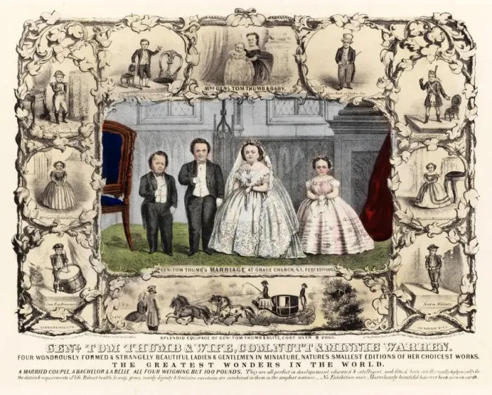 Framed Print : General Tom Thumb & Wife, Commander Nutt & Minnie Warren