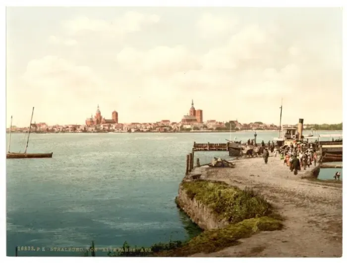 Framed Print : General view, from the Alte Fahre, Stralsund, Pommeraina sic Framed Print : General view, from the Alte Fahre, Stralsund, Pommeraina sic