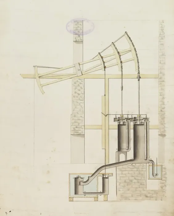 Framed Print : General view of engine and cross section Framed Print : General view of engine and cross section