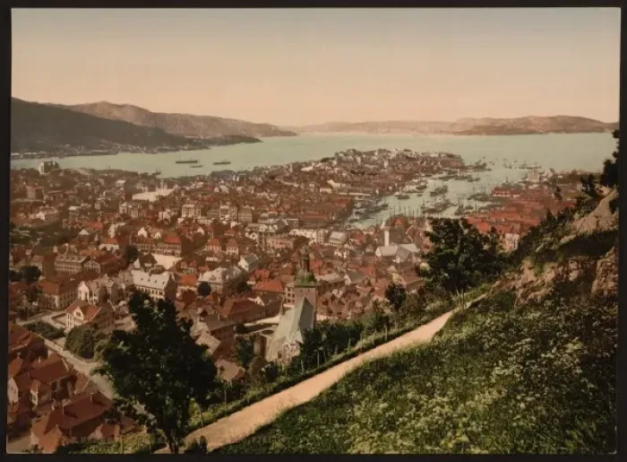Framed Print : General view from Fjeldveien, Bergen, Norway