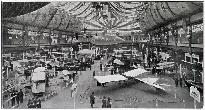 Framed Print : General view of the main gallery at the yearly airshow held Olympia, London. Date: 1910 Framed Print : General view of the main gallery at the yearly airshow held Olympia, London. Date: 1910