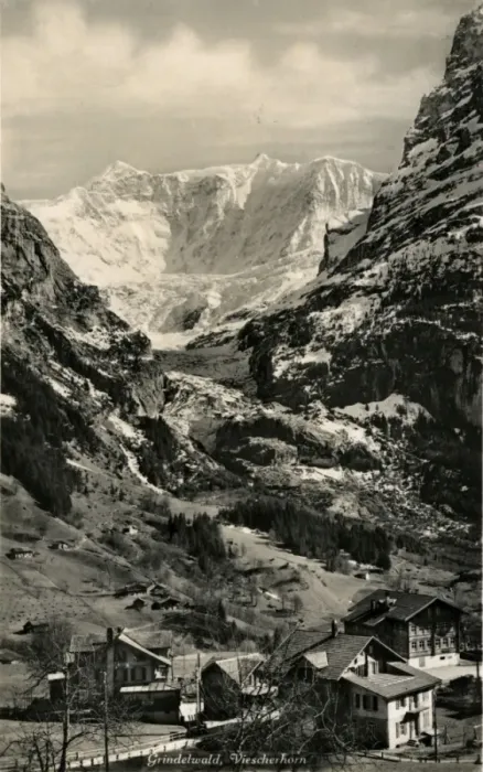 Framed Print : General View of Mountains & Village, Grindelwald, Fiescherta Framed Print : General View of Mountains & Village, Grindelwald, Fiescherta