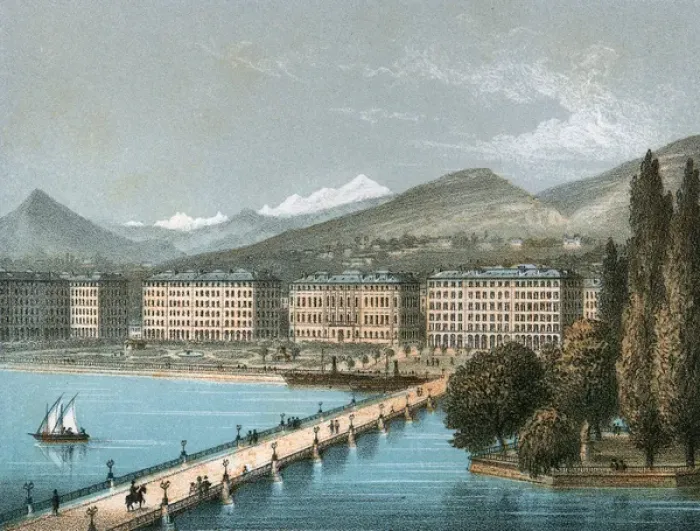 Framed Print : Geneva / Quay / Bridge 3 / 60 Framed Print : Geneva / Quay / Bridge 3 / 60