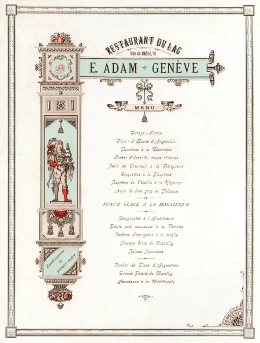 Framed Print : Geneva Restaurant Menu Framed Print : Geneva Restaurant Menu