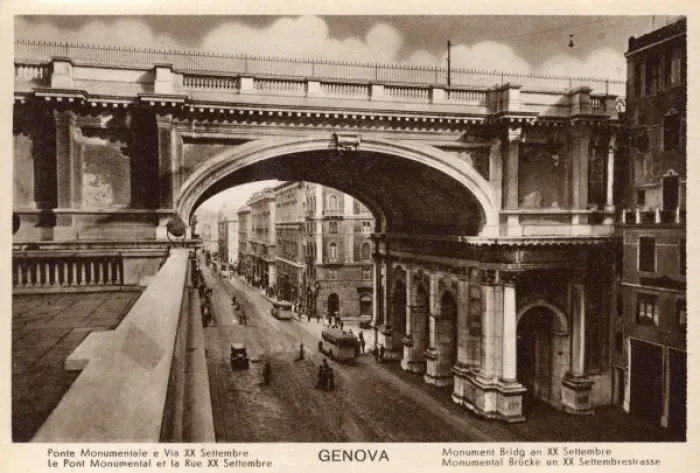 Framed Print : Genoa, Italy - Monumental Bridge and Via XX September Framed Print : Genoa, Italy - Monumental Bridge and Via XX September