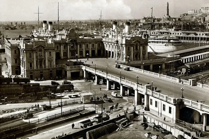 Framed Print : Genoa, Italy - Port and Maritime Railway Station Framed Print : Genoa, Italy - Port and Maritime Railway Station